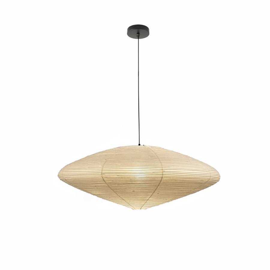 Handmade Rice Paper Sphere Pendant Lamp for Dining Room & Bedroom | Sculptural Ceiling Fixture with Adjustable Cord | E26 Edison Bulb Compat