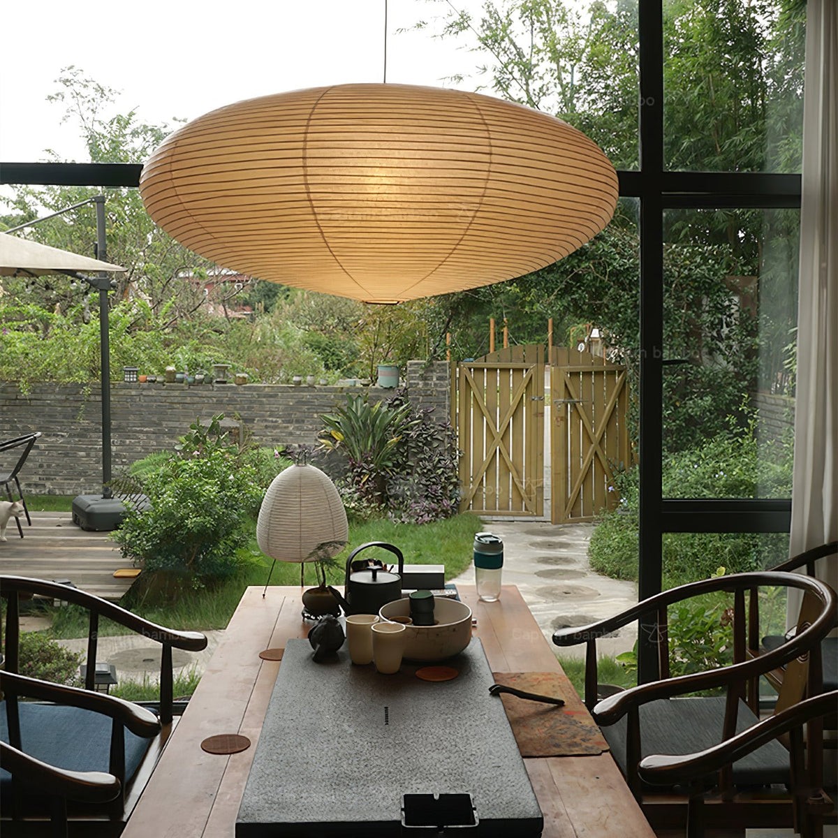 Handcrafted Paper Shade Ceiling Light with Adjustable Cord White Hanging Fixture for Bedroom Living Room Kitchen Dining Modern Indoor Lamp