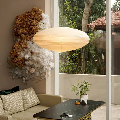 Handmade Rice Paper Sphere Pendant Lamp for Dining Room & Bedroom | Sculptural Ceiling Fixture with Adjustable Cord | E26 Edison Bulb Compat