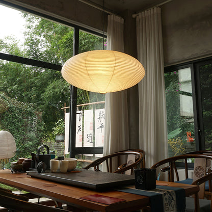 Handmade Rice Paper Sphere Pendant Lamp for Dining Room & Bedroom | Sculptural Ceiling Fixture with Adjustable Cord | E26 Edison Bulb Compat