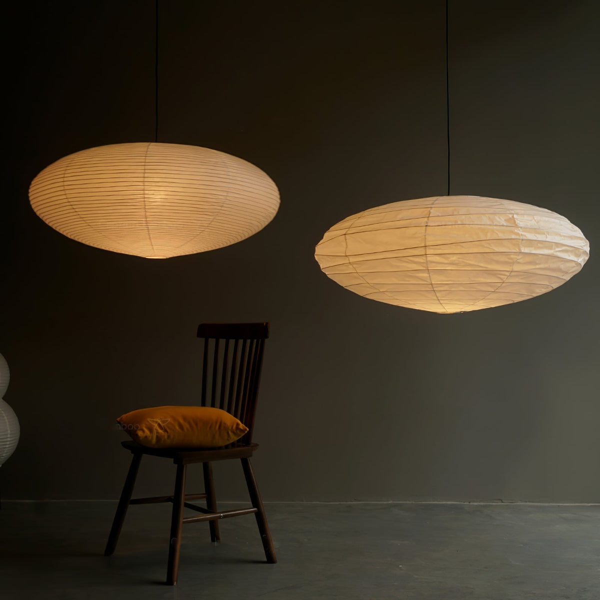 Handmade Rice Paper Sphere Pendant Lamp for Dining Room & Bedroom | Sculptural Ceiling Fixture with Adjustable Cord | E26 Edison Bulb Compat