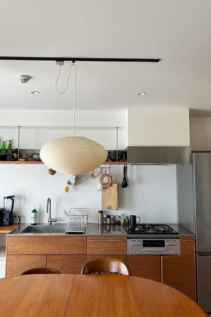 Handmade Rice Paper Sphere Pendant Lamp for Dining Room & Bedroom | Sculptural Ceiling Fixture with Adjustable Cord | E26 Edison Bulb Compat