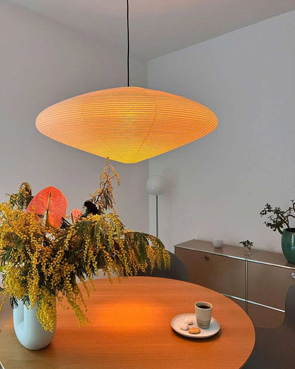 Handmade Rice Paper Sphere Pendant Lamp for Dining Room & Bedroom | Sculptural Ceiling Fixture with Adjustable Cord | E26 Edison Bulb Compat