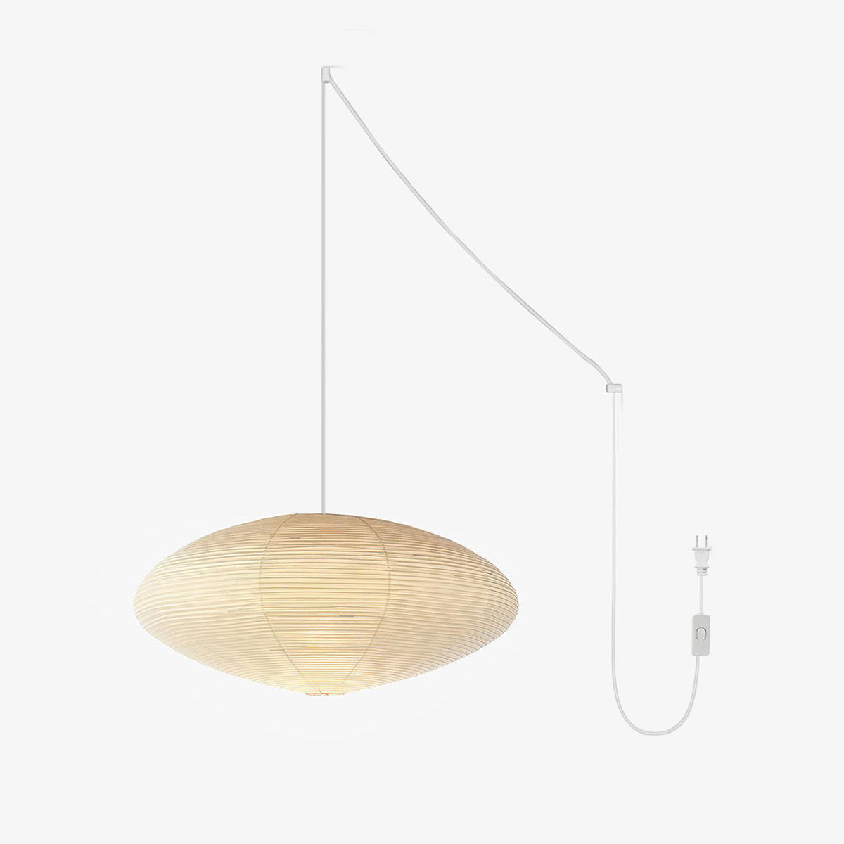 Handcrafted Paper Shade Ceiling Light with Adjustable Cord White Hanging Fixture for Bedroom Living Room Kitchen Dining Modern Indoor Lamp