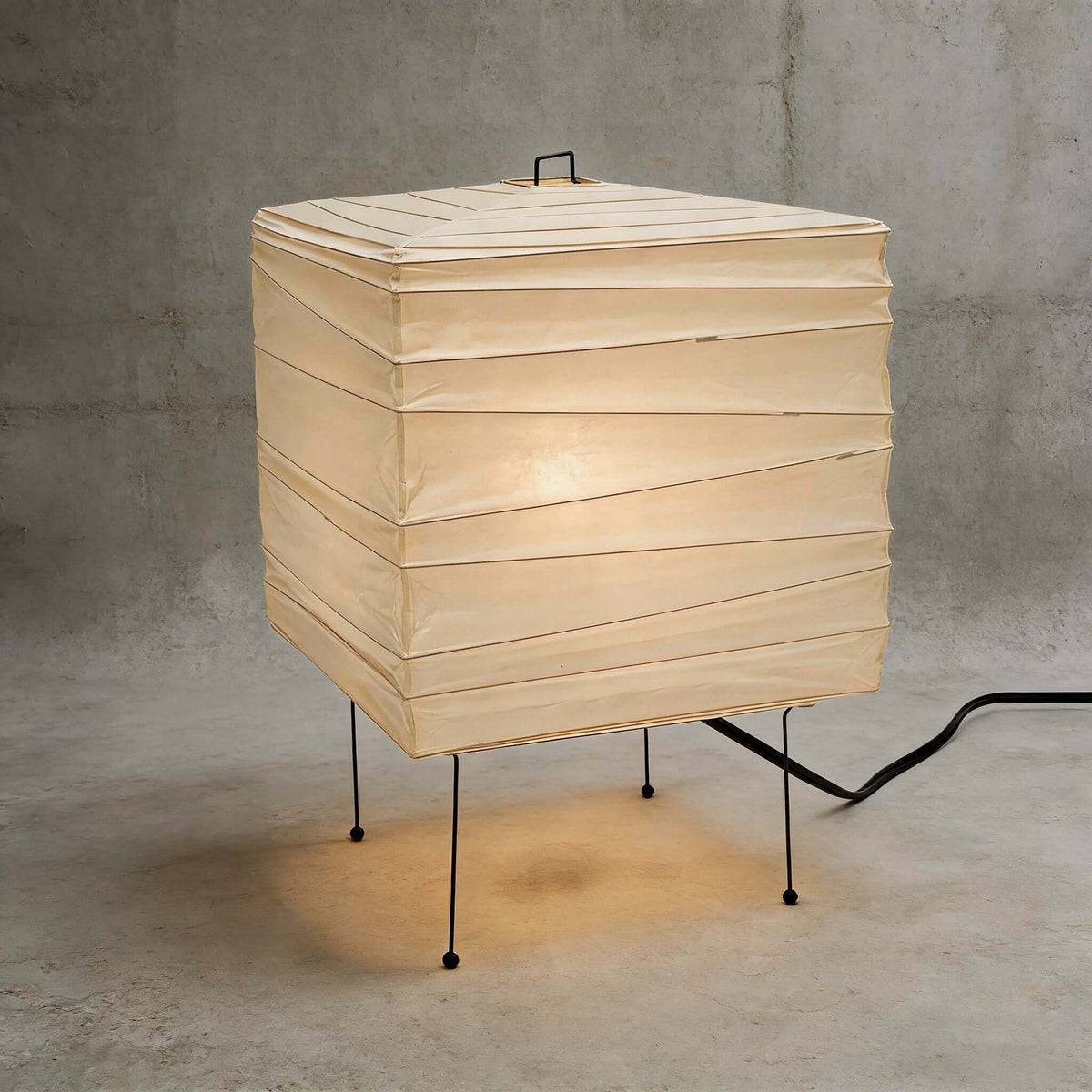 Geometric Paper Cube Lamp with Wire Stand for Bedroom Desk Nightstand Living Room Office Handcrafted Ambient Lighting Minimalist Accent 9×15