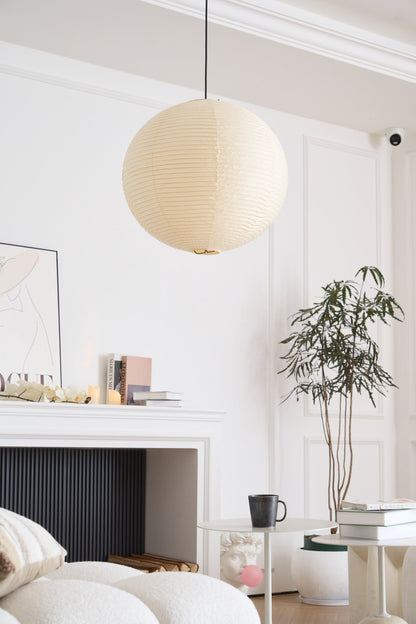 Handmade Paper Globe Drop Light for Kitchen Island & Dining Room – Adjustable Cable, E26 Socket, Soft Ambient Glow – Modern Overhead Fixture