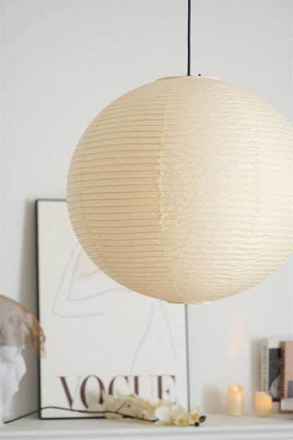 Handmade Paper Globe Drop Light for Kitchen Island & Dining Room – Adjustable Cable, E26 Socket, Soft Ambient Glow – Modern Overhead Fixture