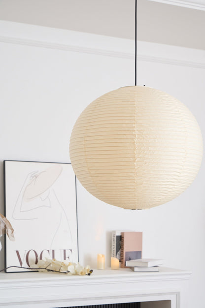 Handmade Paper Globe Drop Light for Kitchen Island & Dining Room – Adjustable Cable, E26 Socket, Soft Ambient Glow – Modern Overhead Fixture