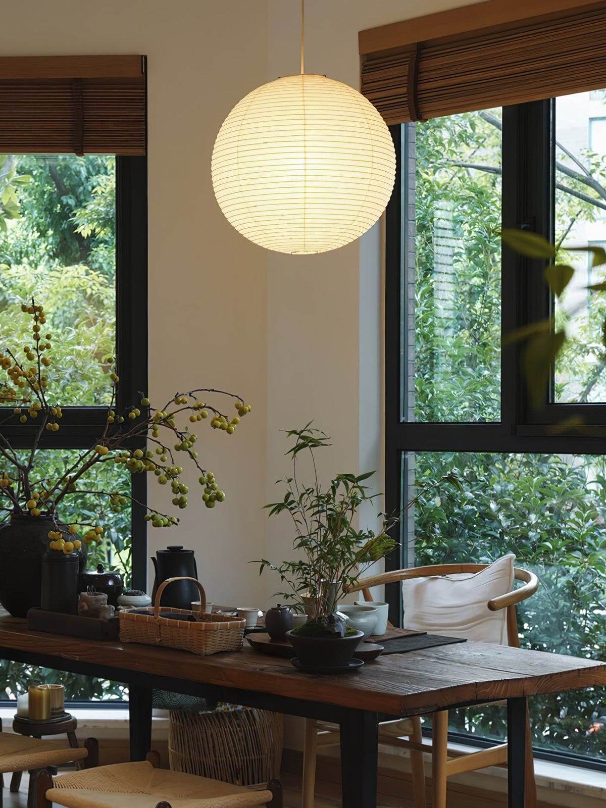Handmade Paper Globe Drop Light for Kitchen Island & Dining Room – Adjustable Cable, E26 Socket, Soft Ambient Glow – Modern Overhead Fixture