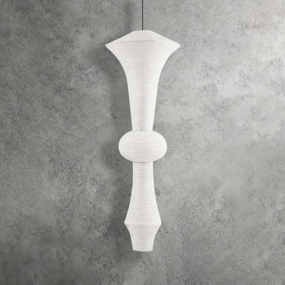 Overhead Hanging Fixture with Paper Shade for Kitchen Island or Breakfast Nook | Cylindrical Drop Lamp in White or Warm Tone | E26 Socket Ce