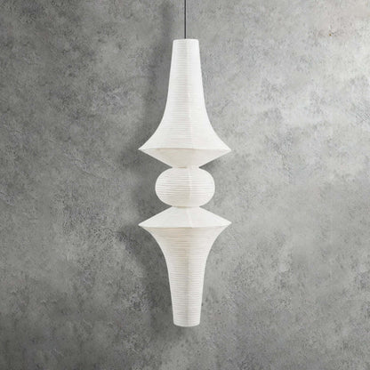 Overhead Hanging Fixture with Paper Shade for Kitchen Island or Breakfast Nook | Cylindrical Drop Lamp in White or Warm Tone | E26 Socket Ce