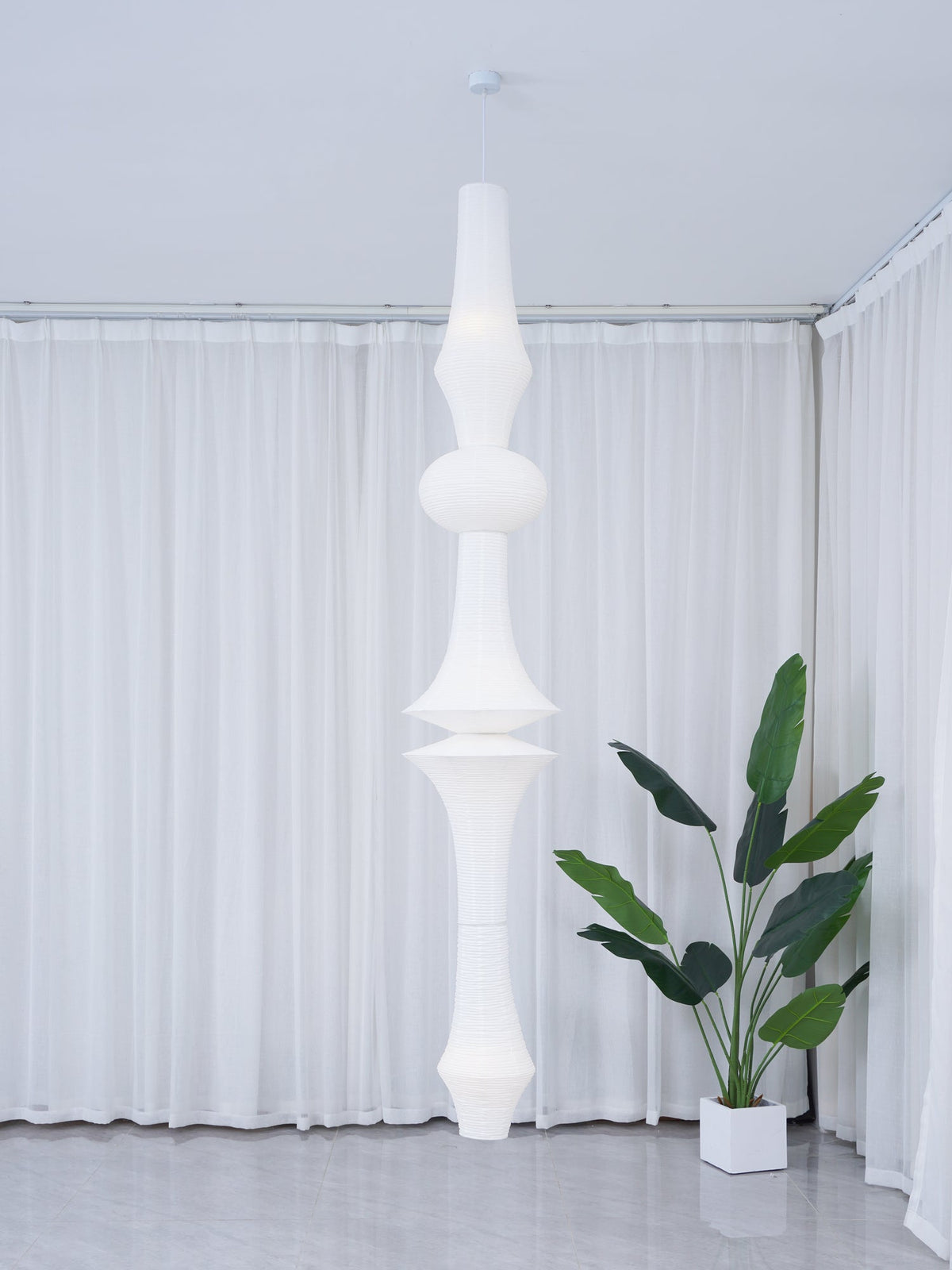 Handcrafted Paper Lantern Ceiling Light White Drum Shade Hanging Fixture E26 E27 Socket Bedroom Living Room Dining Room Ambient Glow Modern