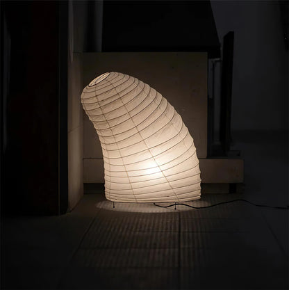 Handcrafted Paper Shade Accent Lamp 10 in Wide Warm Glow LED Bedside Nightlight for Bedroom Office Desktop Reading Nook Minimalist Japanese
