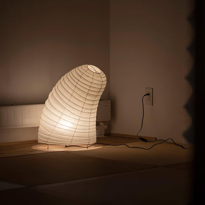 Handcrafted Paper Shade Accent Lamp 10 in Wide Warm Glow LED Bedside Nightlight for Bedroom Office Desktop Reading Nook Minimalist Japanese