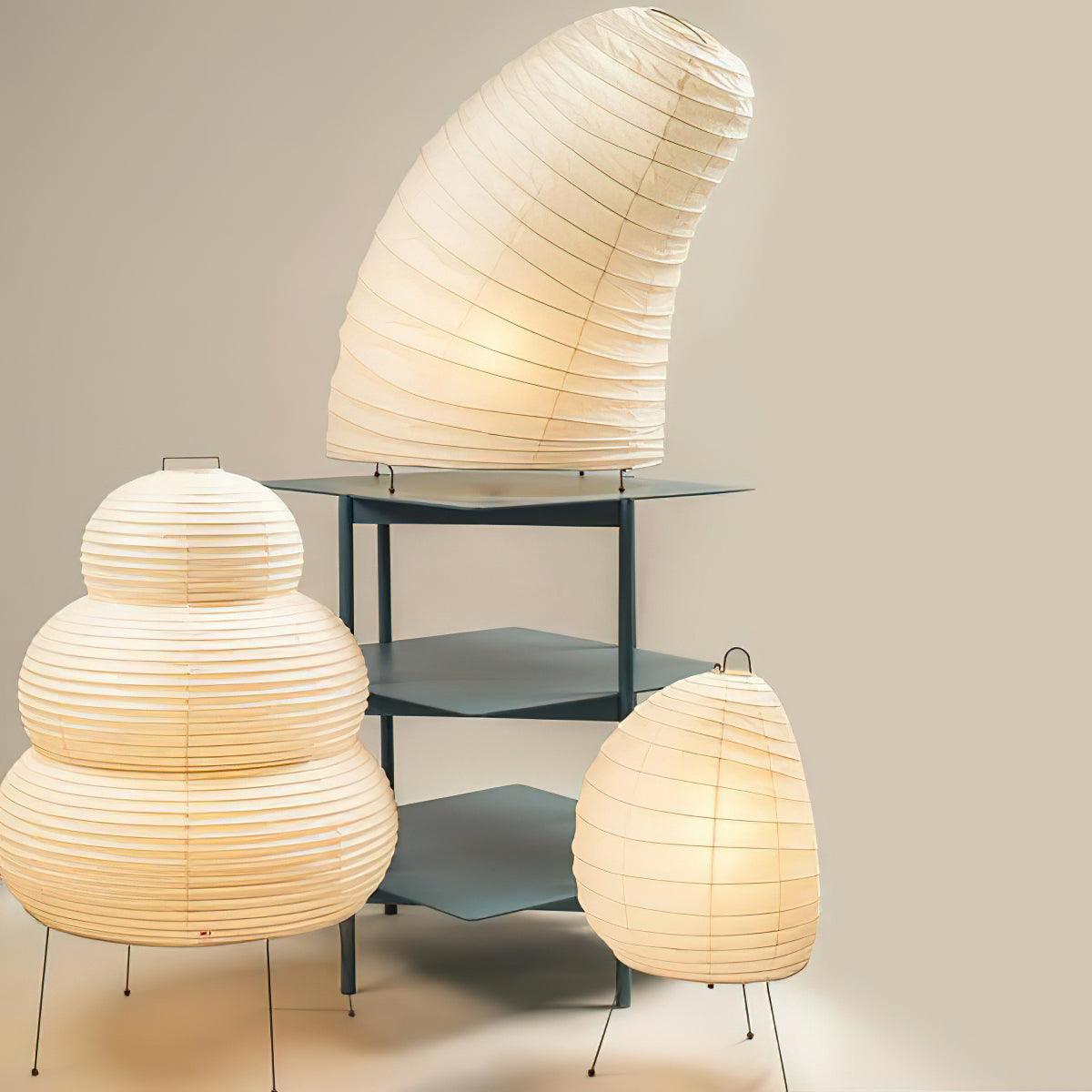 Handcrafted Paper Shade Accent Lamp 10 in Wide Warm Glow LED Bedside Nightlight for Bedroom Office Desktop Reading Nook Minimalist Japanese