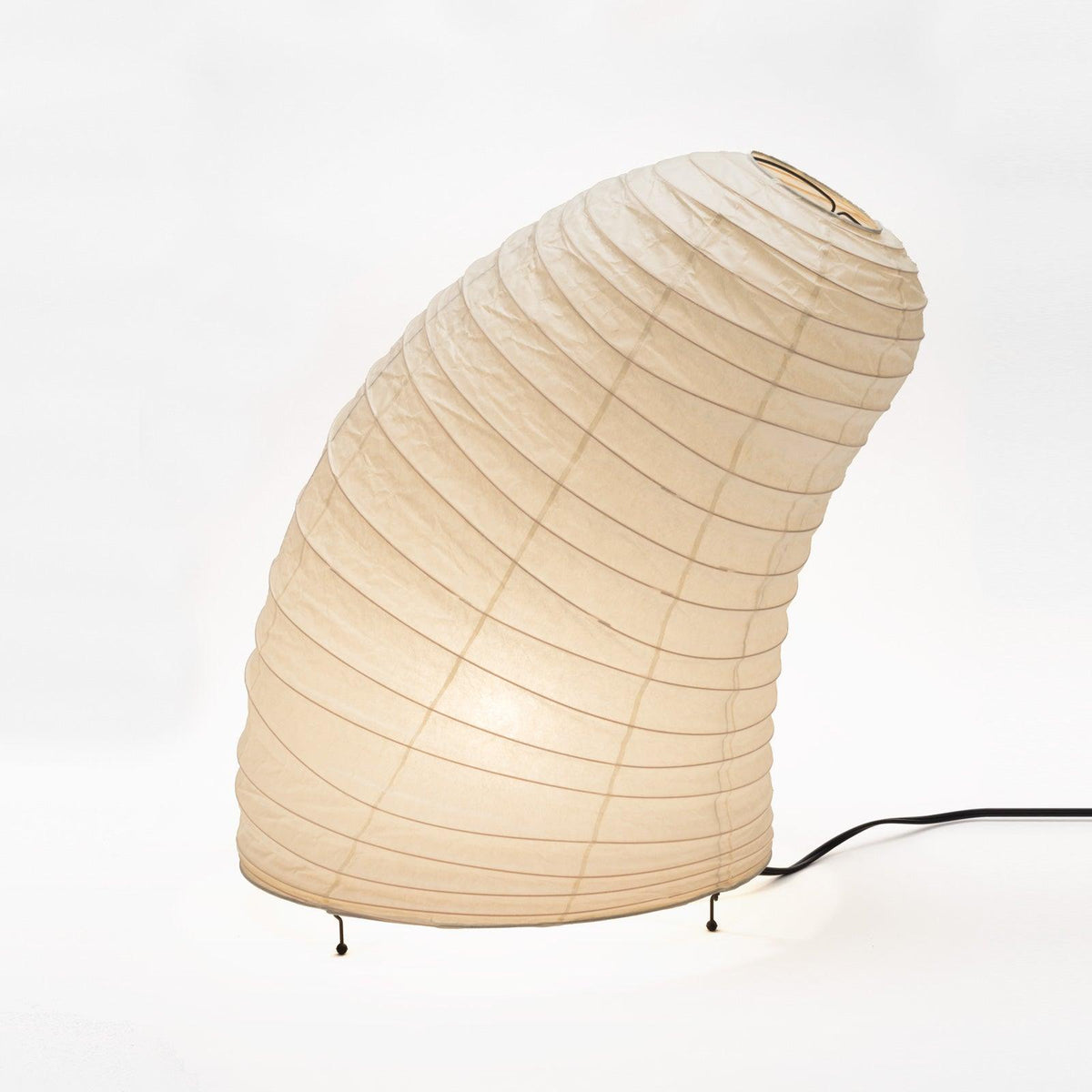 Handcrafted Paper Shade Accent Lamp 10 in Wide Warm Glow LED Bedside Nightlight for Bedroom Office Desktop Reading Nook Minimalist Japanese