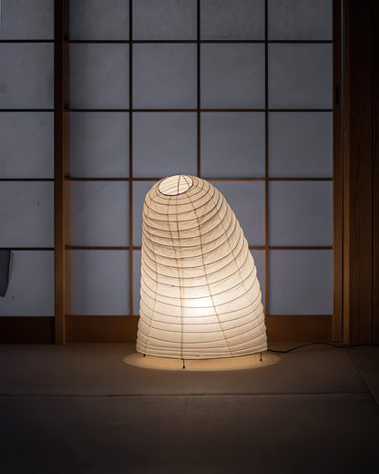 Handcrafted Paper Shade Accent Lamp 10 in Wide Warm Glow LED Bedside Nightlight for Bedroom Office Desktop Reading Nook Minimalist Japanese
