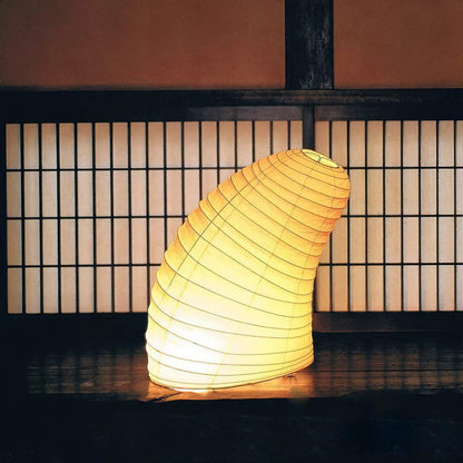 Handcrafted Paper Shade Accent Lamp 10 in Wide Warm Glow LED Bedside Nightlight for Bedroom Office Desktop Reading Nook Minimalist Japanese