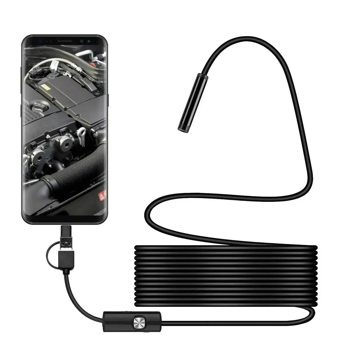 LED Waterproof Inspection Camera with 16ft Flexible Cable for Pipes Walls Engines Drains HVAC Automotive Home