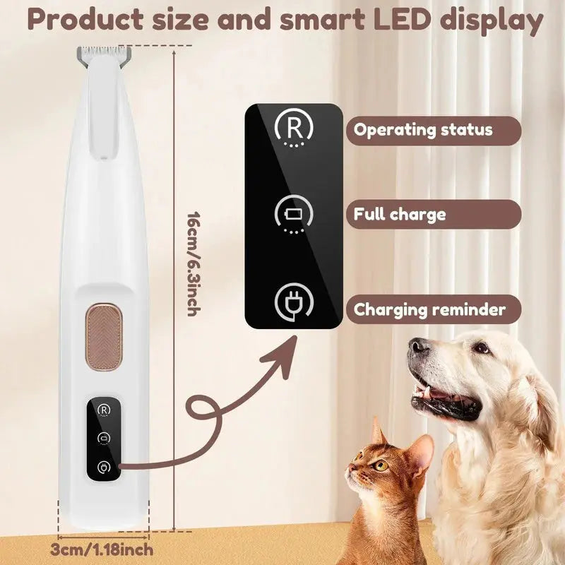 Cordless Rechargeable Pet Grooming Clippers with Built-In LED Light for Dogs Cats All Breeds Waterproof Quiet Trimmer for Home Grooming