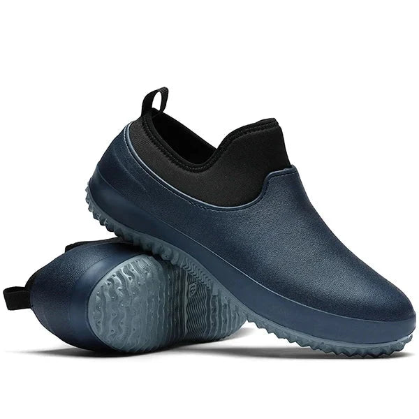 Men's Slip-On Safety Shoes Waterproof Non-Slip Work Footwear for Kitchen Restaurant Construction Outdoor Jobs