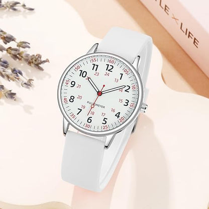 Waterproof Nurse Watch with Clear Second Hand | Durable Silicone Band for Accurate Time Tracking