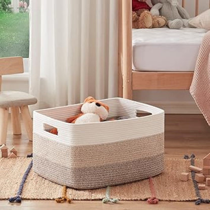 Waverly Storage Basket - Woven Cotton, Ombre Design