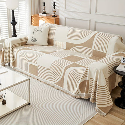 Wavy Sofa Cover - Chenille, Reversible Design, Boho Stripe