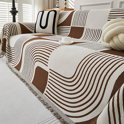 Wavy Sofa Cover - Chenille, Reversible Design, Boho Stripe