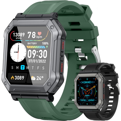 Wayne | Montre connectée militaire pour homme avec suivi de la condition physique & conception étanche | Surveillance de la santé tout-terrain pour modes de vie actifs