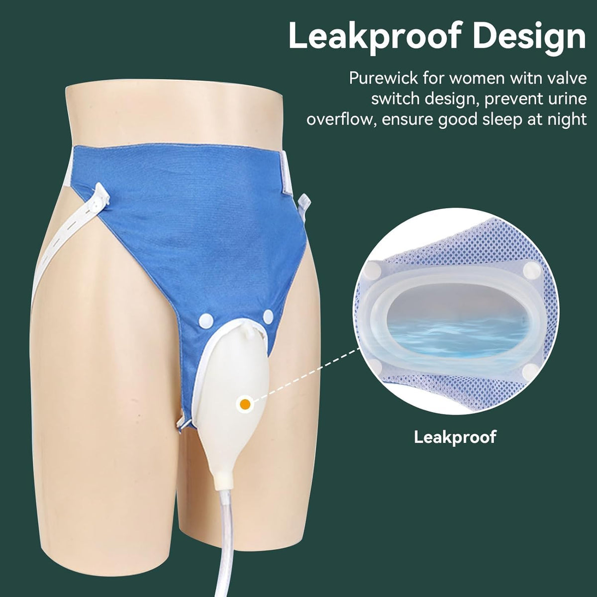 Leak-Proof Adjustable Straps Silicone Urine Collector (33.8 fl oz)