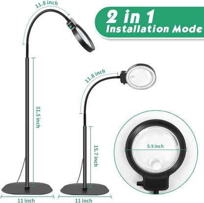 Wearclo | Loupe plein format avec éclairage LED et col de cygne réglable | Aide mains libres pour une meilleure vision