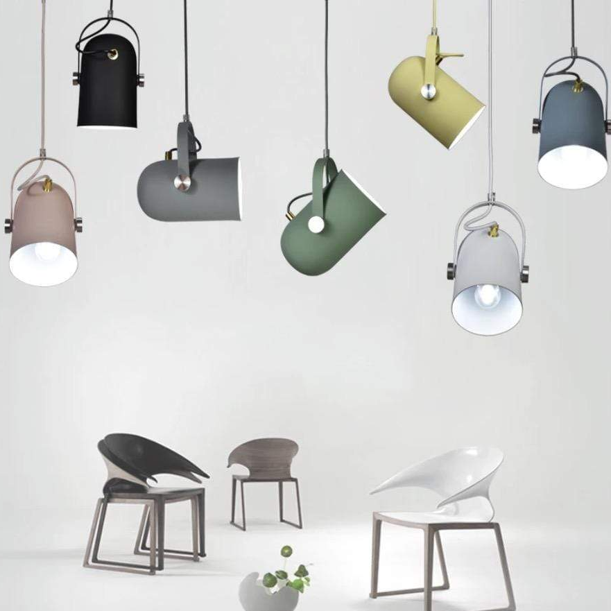 Adjustable Metal Drop Ceiling Fixture E27 Socket Warm Glow Tilting Shade Over Island Counter Dinette Task Modern Minimal Scandinavian Style