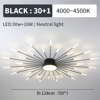 Starburst Dimmable LED Ceiling Light Flush Mount Black Gold Metal Acrylic Indoor Modern Fixture for Bedroom Living Room Dining Room