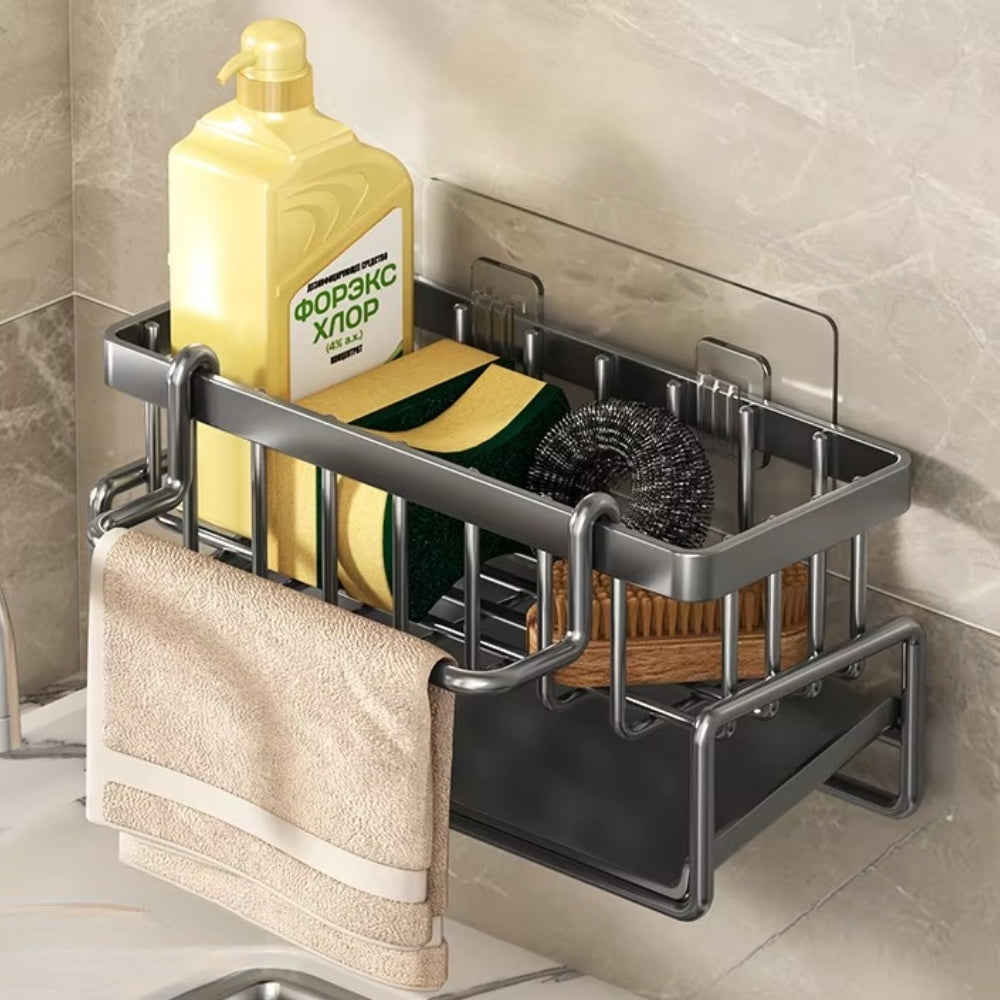 Wesley Wall Mounted Drying Rack - Carbon Steel, Compact Storage for Sponges and Towels