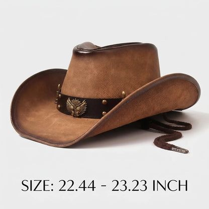 Collection Western | Chapeau de cowboy noir à larges bords et détails vintage | Style robuste pour les aventures en plein air