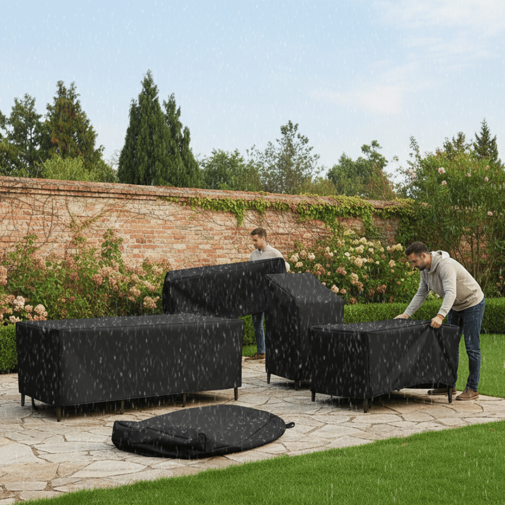 Housse de protection imperméable pour mobilier de jardin, terrasse et patio – Protection toutes saisons en polyester ultra-résistant pour canapés, tables et chaises