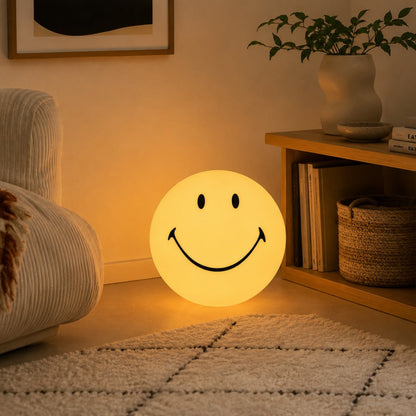 Smiley Face LED Mood Light for Kids Room, Bedroom & Living Room - Dimmable Yellow Night Light