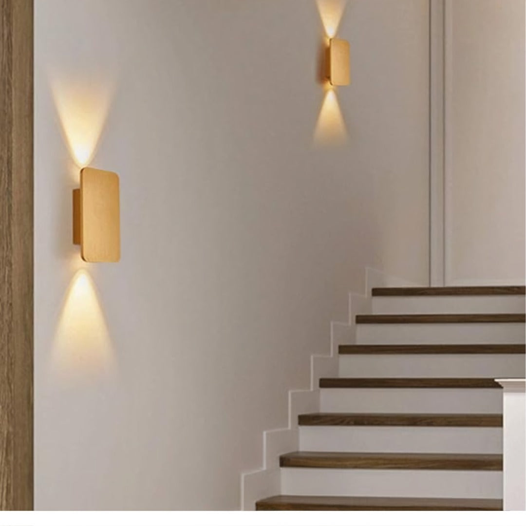 Wood Grain LED Wall Sconce | Ambient Uplight for Bedroom Living Room Hallway | 6W Warm Glow Fixture | Modern Minimalist Design