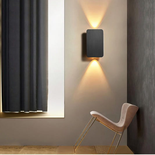 Applique murale LED effet bois | Éclairage d'ambiance vers le haut pour chambre, salon, couloir | Luminaire 6W à lumière chaude | Design minimaliste moderne
