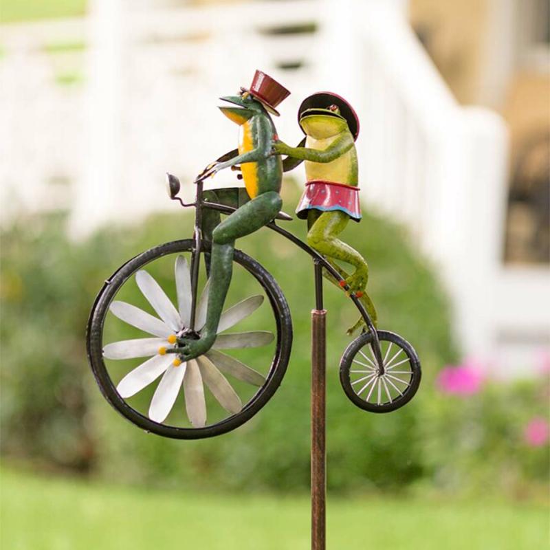 Metal Wind Spinner Decor – Whimsical Animal Bicycle for Garden, Yard & Patio