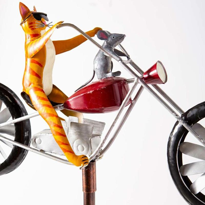 Metal Wind Spinner Decor – Whimsical Animal Bicycle for Garden, Yard & Patio