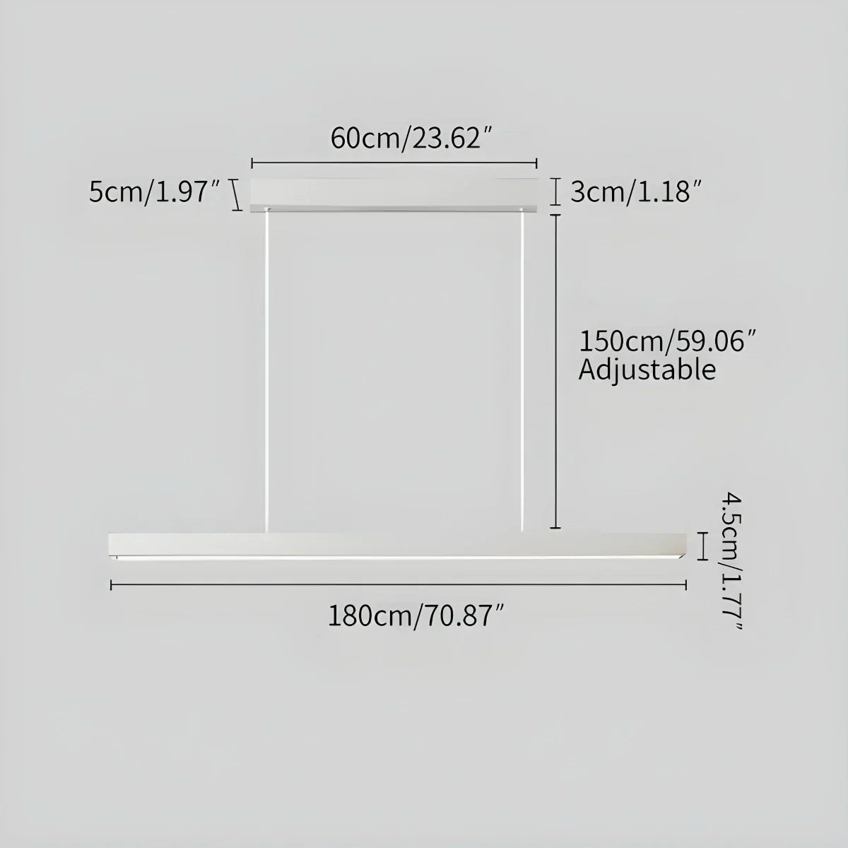 Linear LED Ceiling Fixture Black Aluminum Hanging Light for Dining Room Kitchen Island Office Desk Modern Minimalist Suspended Lamp Adjustab