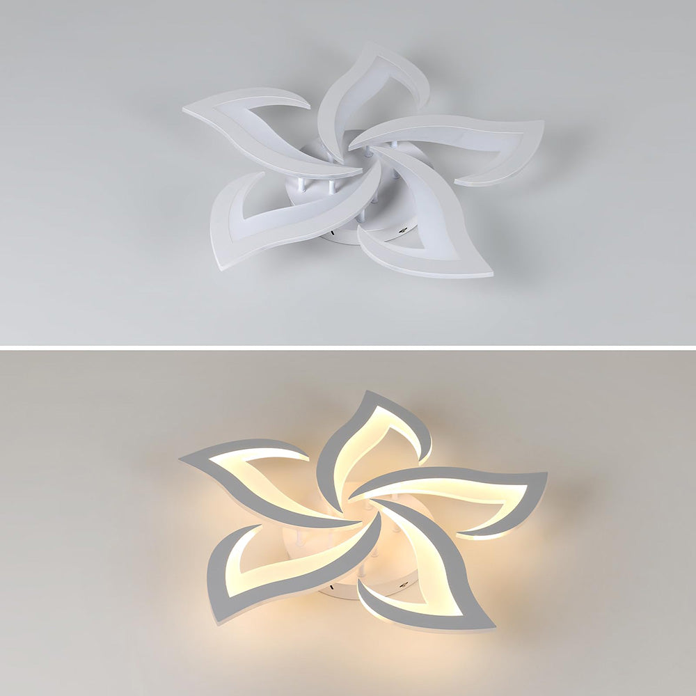 Flush Mount LED Fixture Metal Acrylic Black Layered Floral Pattern for Bedroom Living Room Hallway Contemporary Home Decor Overhead Light