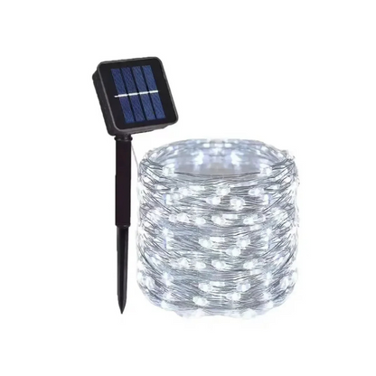 Solar Outdoor String Lights with 8 Lighting Modes – Flexible Copper Wire LED Fairy Lights for Patio, Garden, Party & Deck