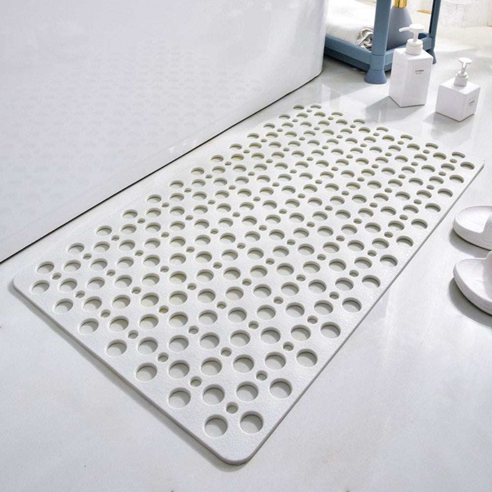 Bath Mat with Suction Cups – Textured Non-Slip Surface, Quick-Drain TPE, Antibacterial Rubber for Shower Floor, Tub Safety for Seniors