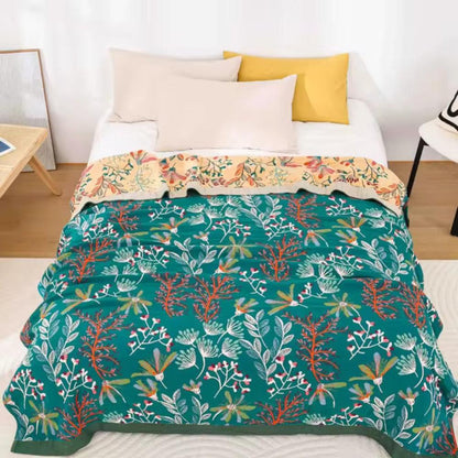 Organic Cotton Gauze Throw Blanket – Lightweight 4-Layer Weave for Year-Round Comfort, Sofa, Bed, Camping & Travel