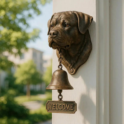Cast Iron Dog Doorbell with Aged Bronze Finish for Front Porch, Entryway & Garden Gate Decor
