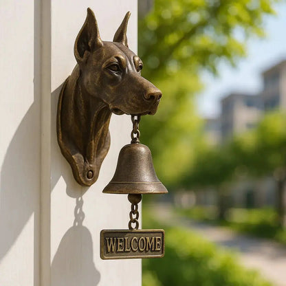Cast Iron Dog Doorbell with Aged Bronze Finish for Front Porch, Entryway & Garden Gate Decor