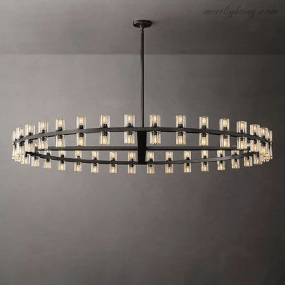 60-Inch Round Crystal Chandelier 72-Light Brass Fixture for Dining Room Living Room Hotel